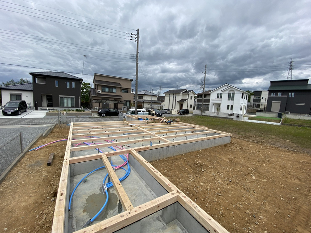 小野市の木の家　土台敷き