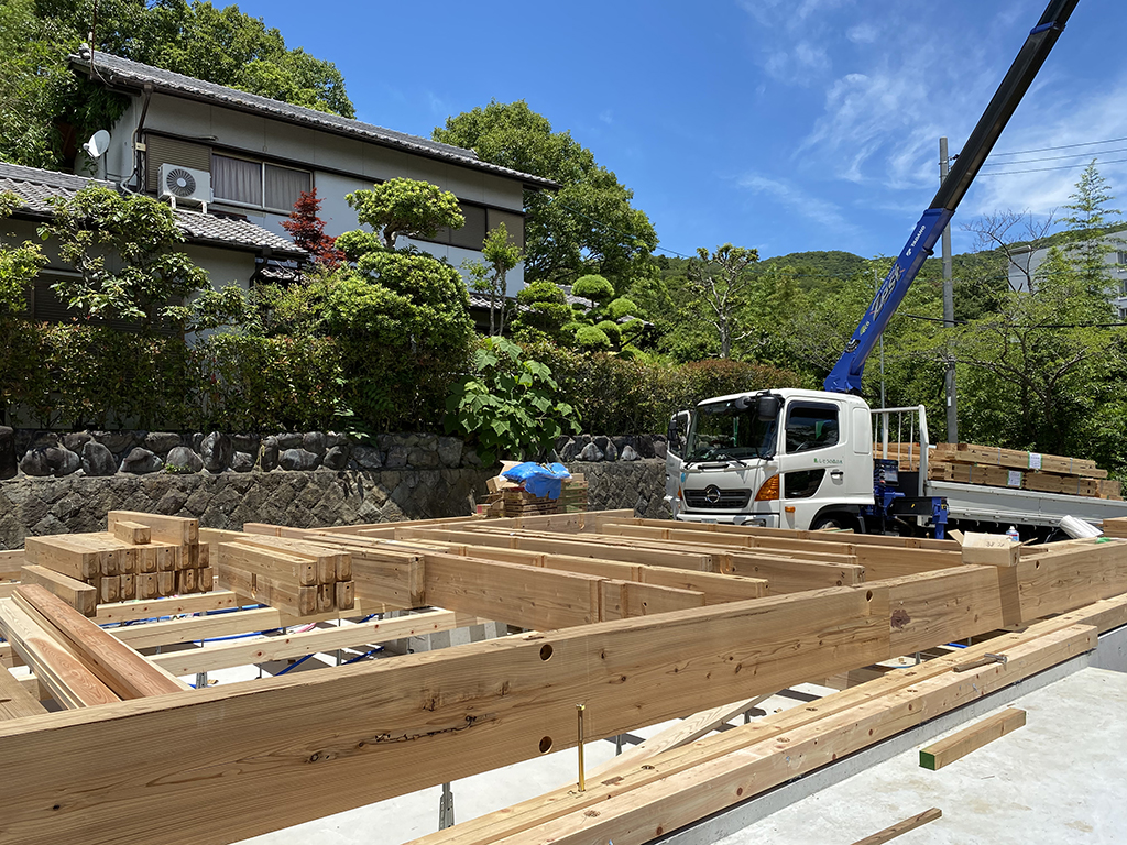 姫路市の木の家　土台敷き