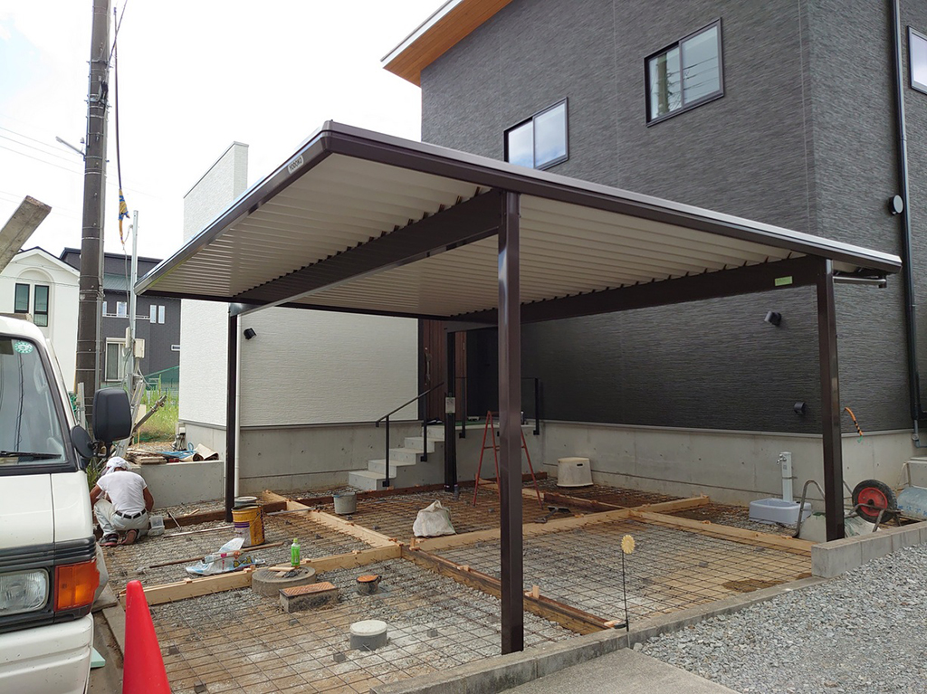 小野市の木の家　駐車場土間工事