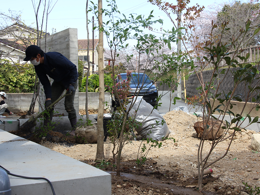 加古川市の木の家　造園工事