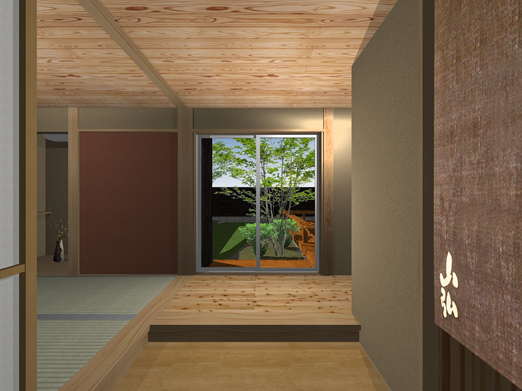 神戸市の木の家イメージ 広がりを生む玄関