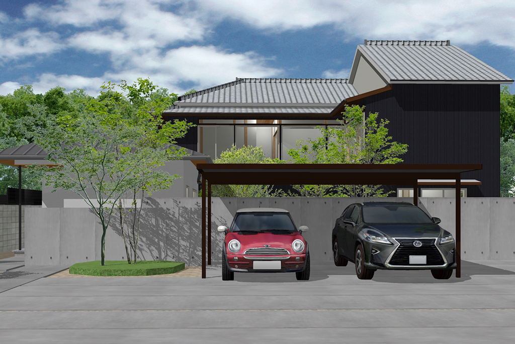 姫路市の木の家 そとん壁とガルバリウム鋼板の外壁イメージ