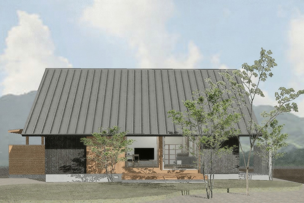 神崎郡の木の家 完成予想外観パース