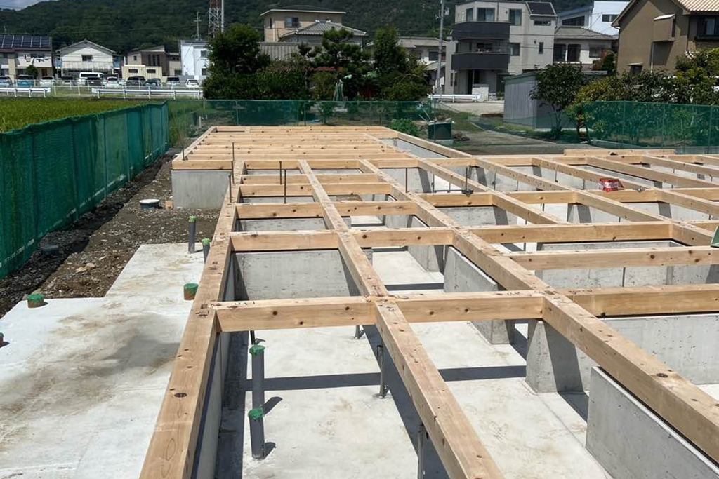 姫路市の木の家 土台敷き
