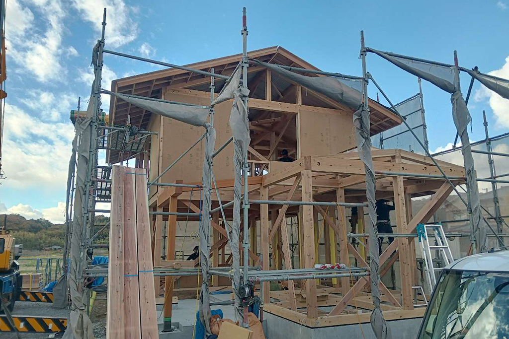 三木市の木の家 上棟