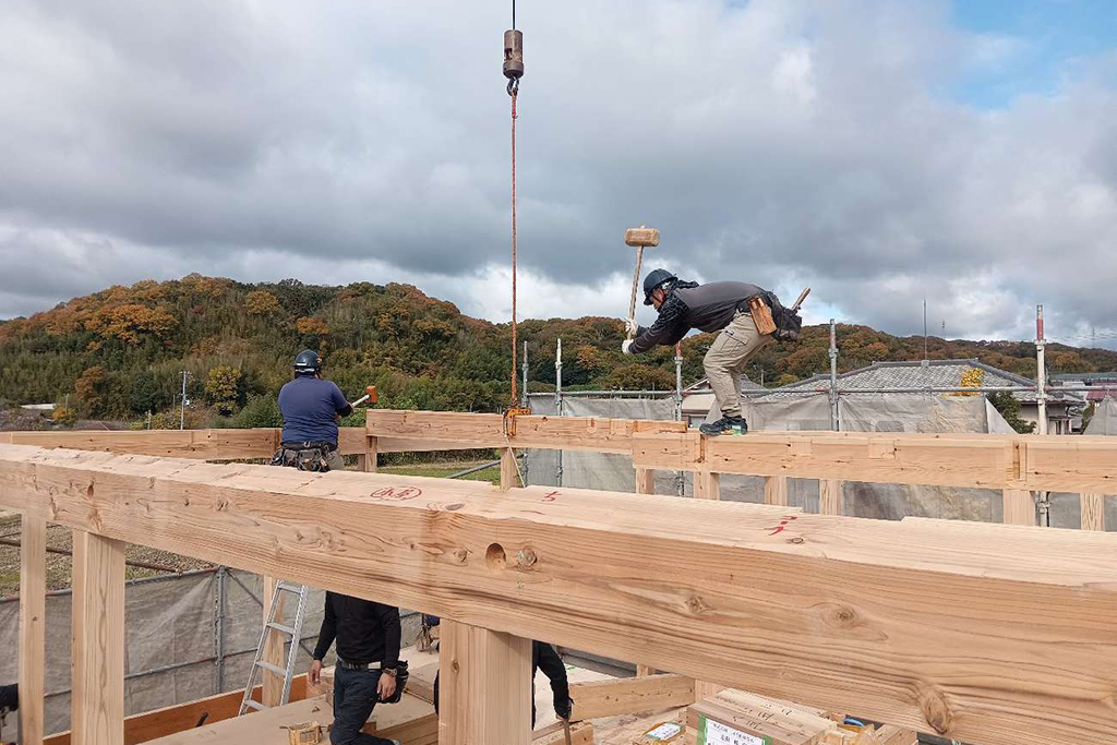 三木市の木の家 上棟